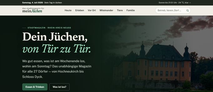 Startseite des Stadtmagazins meinjuechen.de